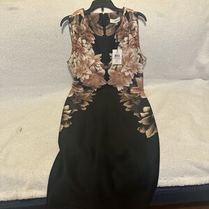 Black and brown floral midi dress